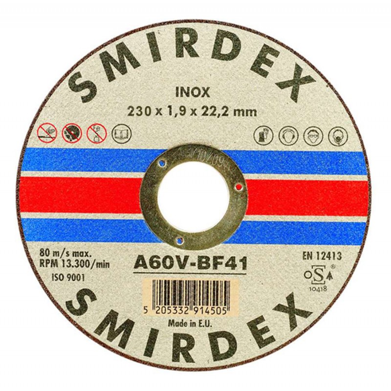 Δίσκος κοπής inox 230x1.9x22 Smirdex Δίσκος κοπής inox 230x1.9x22 Smirdex